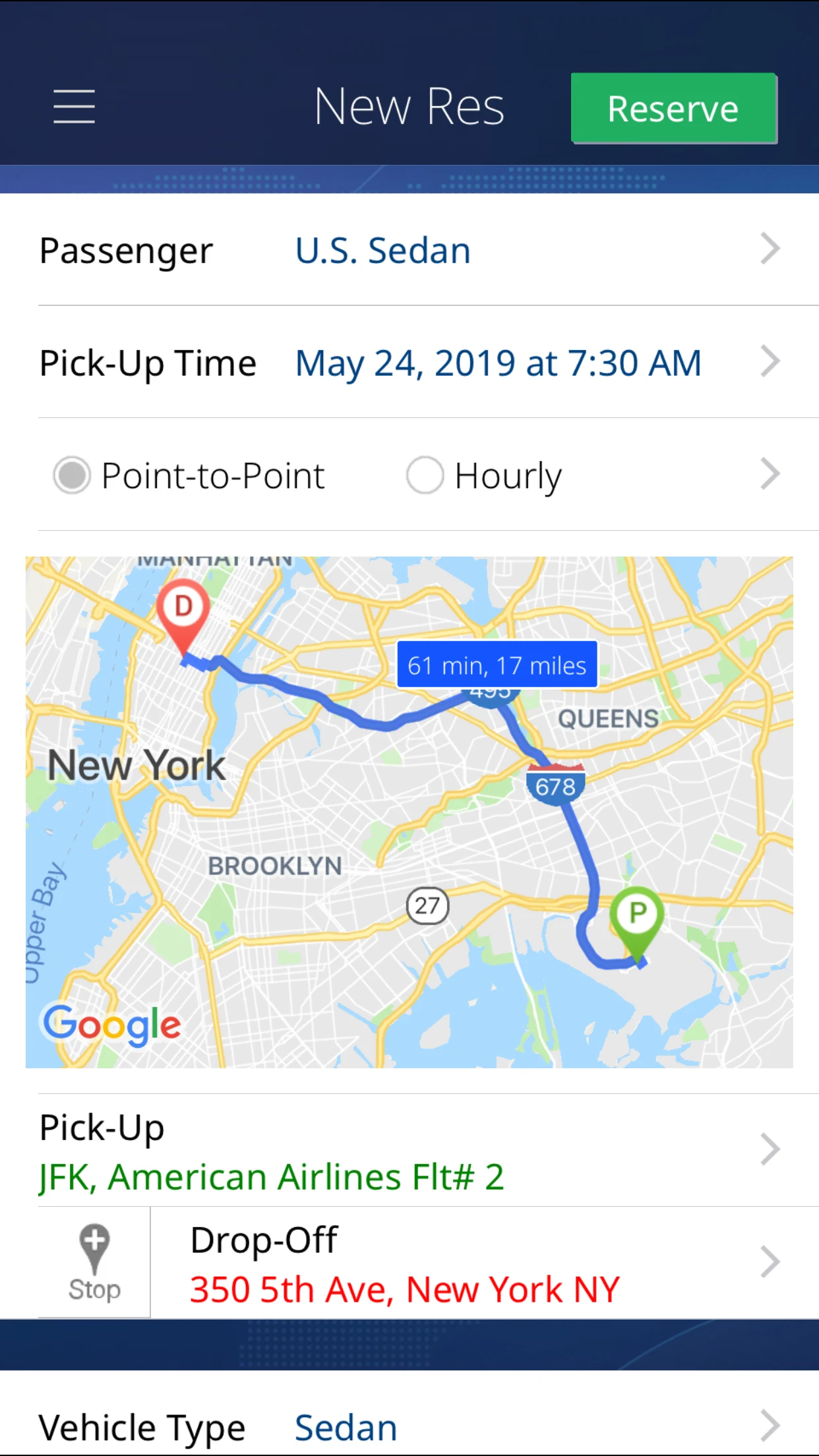US Sedan Service Worldwide screenshot